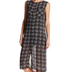 Michael Stars - Button Front Plaid Midi Dress Shirt